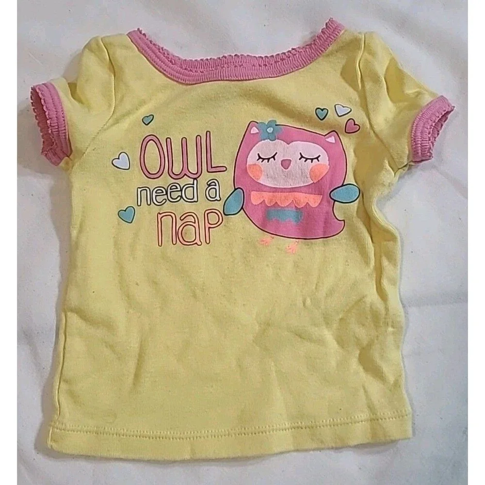 Set Of 2 Baby Girl Footie Pajamas  1 Owl shirt 6-9 Months Sleepwear